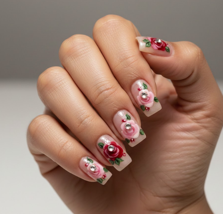 rose nail designs