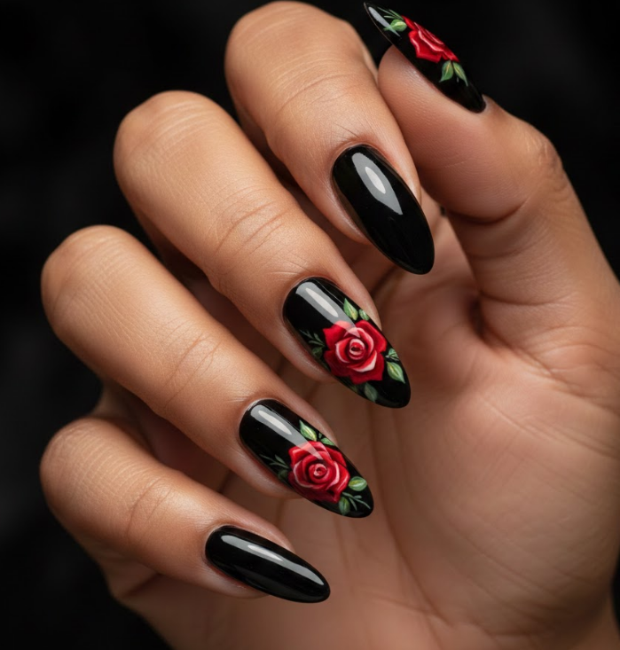 rose nail designs