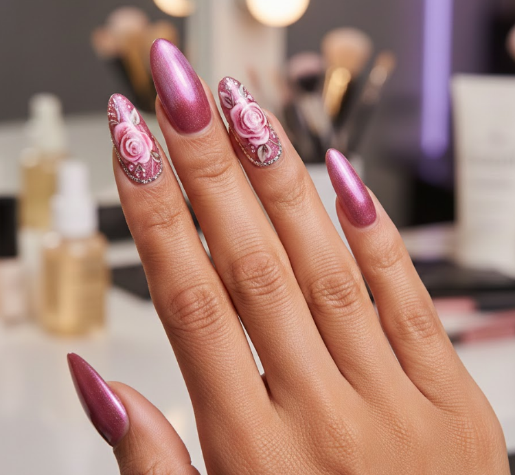 rose nail designs