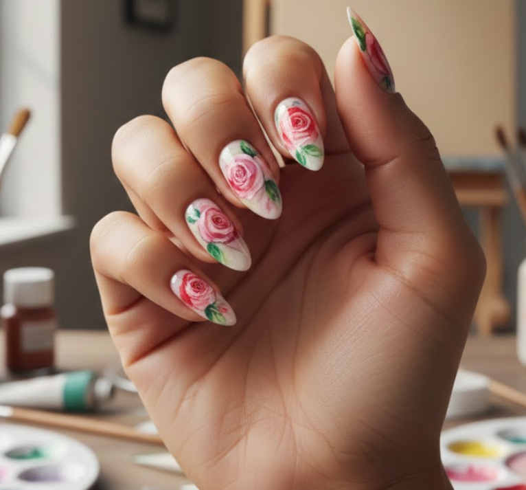 rose nail designs