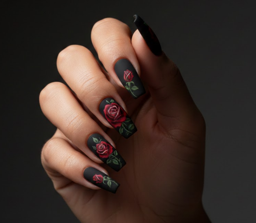 rose nail designs