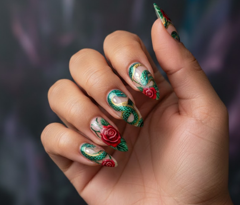 rose nail designs