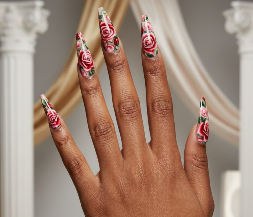 rose nail designs