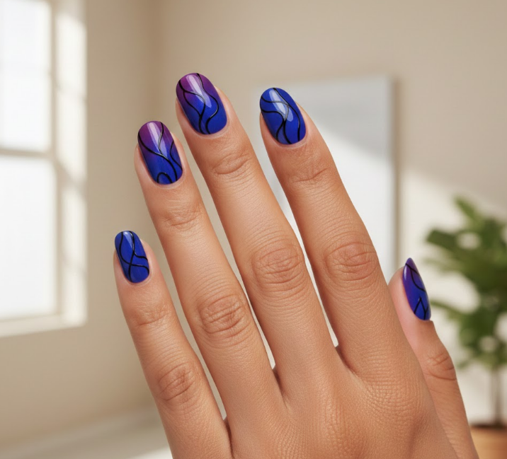 purple and blue nails