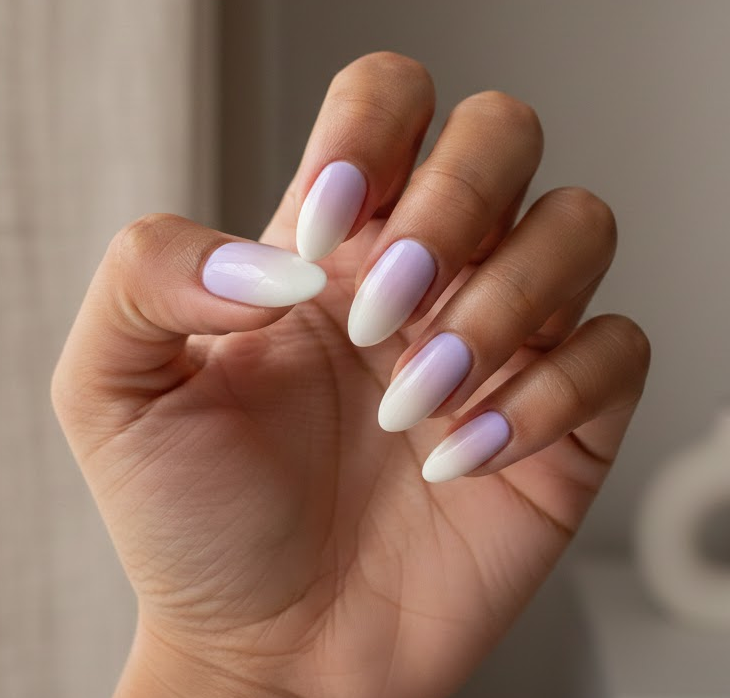 purple and white nails