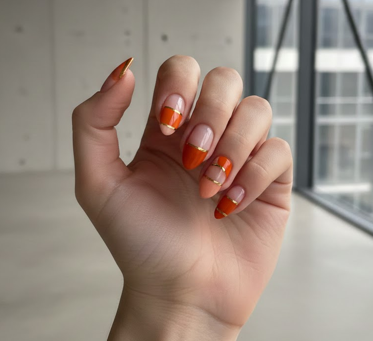 orange and gold naills