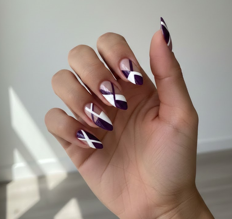 purple and white nails