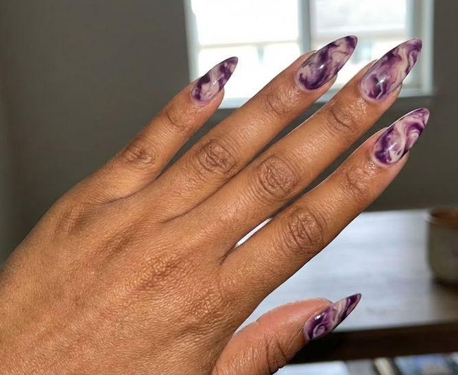 purple and white nails
