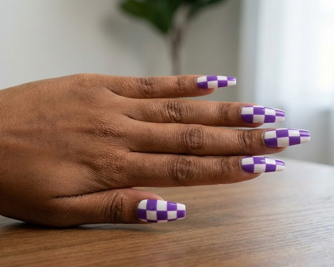purple and white nails