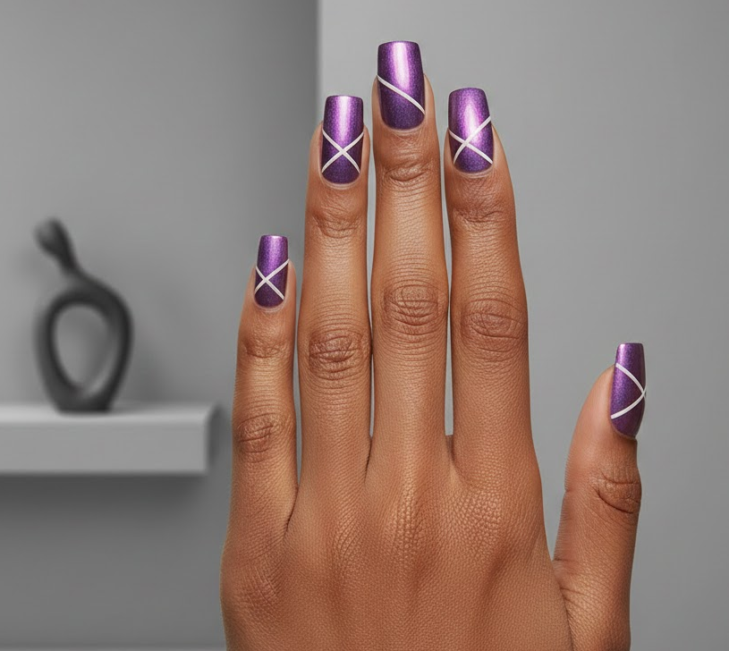purple and white nails