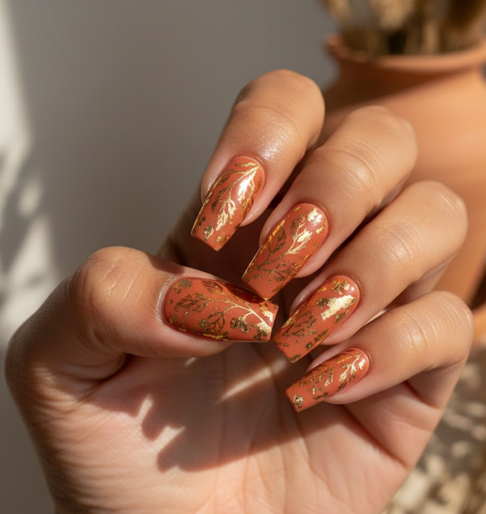 orange and gold naills