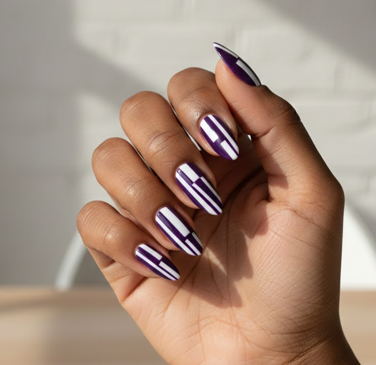 purple and white nails