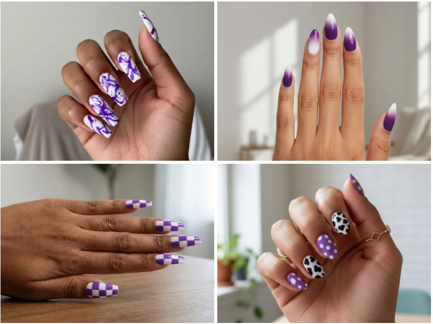 19 Chic Purple And White Nail Trends You Need to Try Now