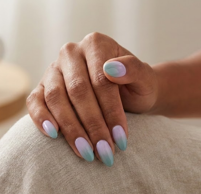 purple and teal nails