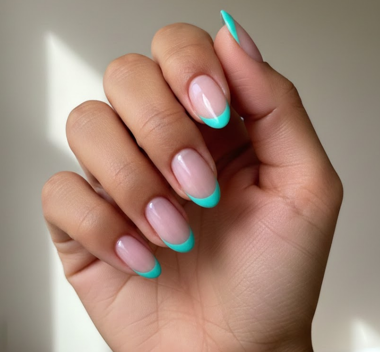 purple and teal nails