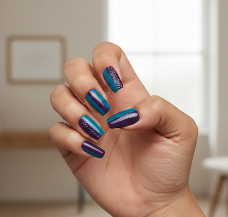 purple and teal nails