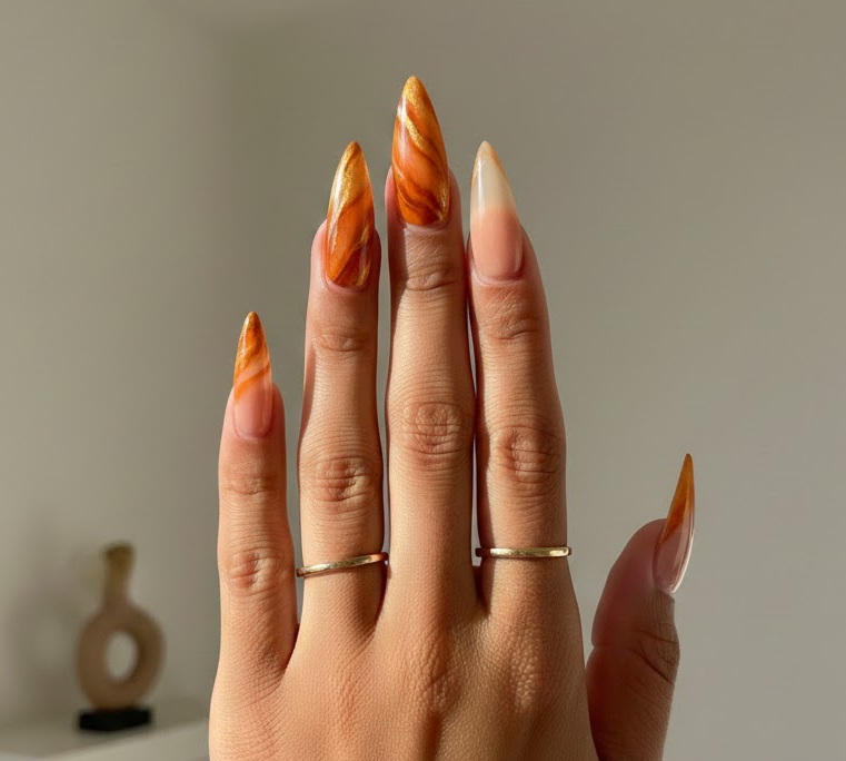 orange and gold naills