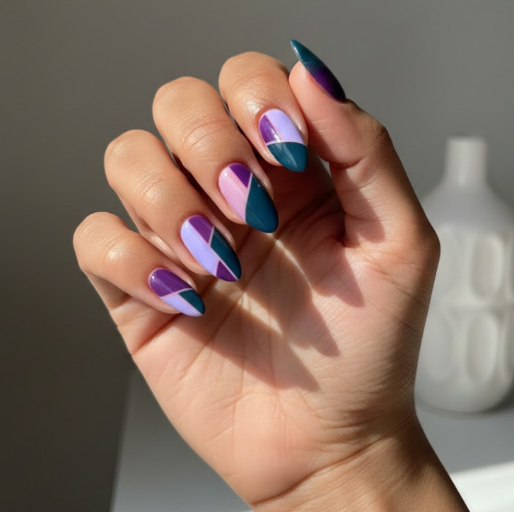 purple and teal nails