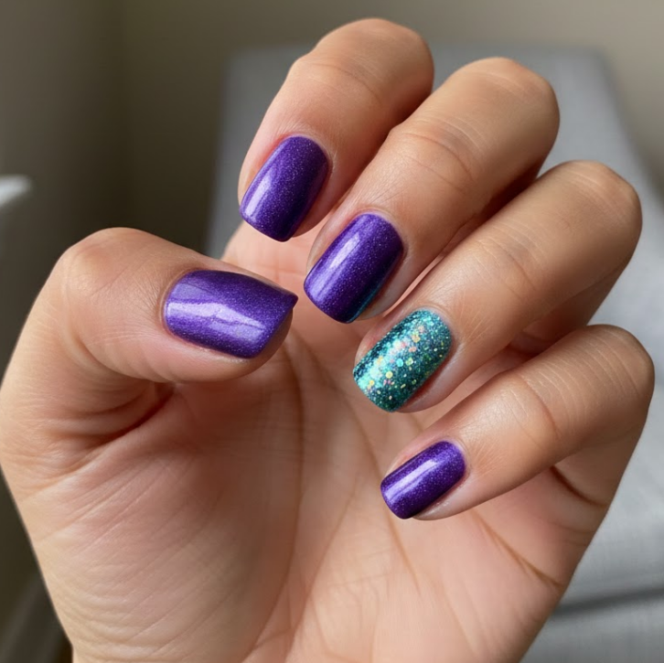 purple and teal nails