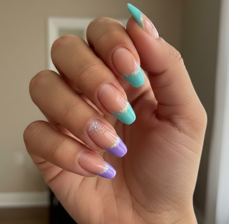 purple and teal nails
