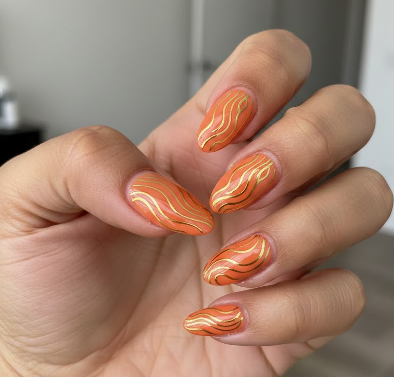 orange and gold naills