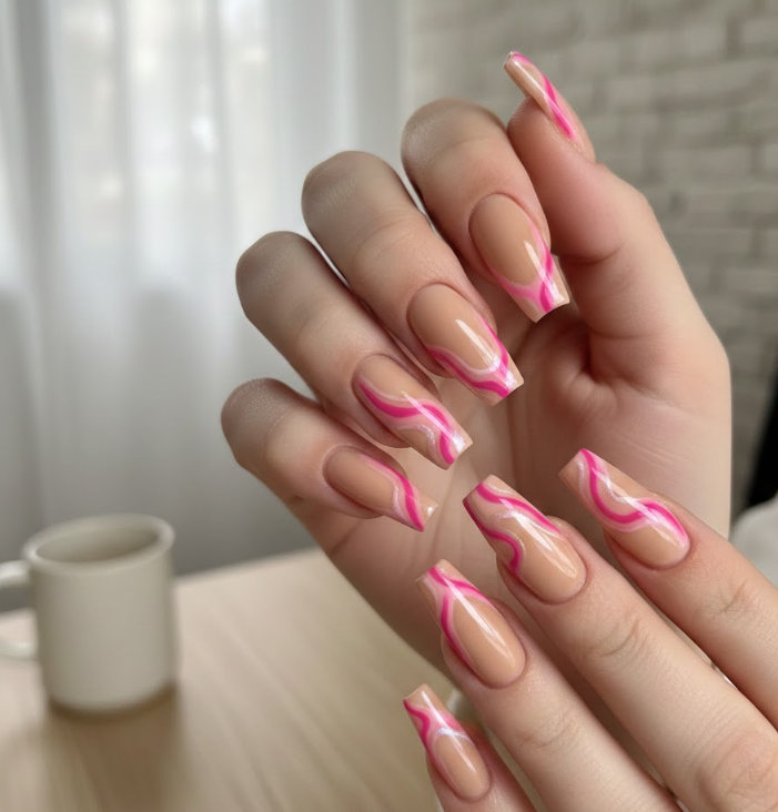 pink and brown nails