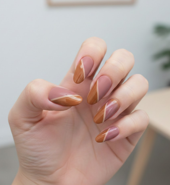 pink and brown nails