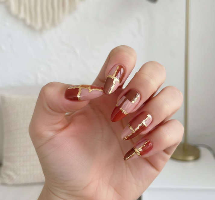 pink and brown nails