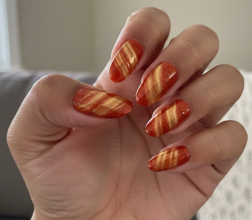 orange and gold naills