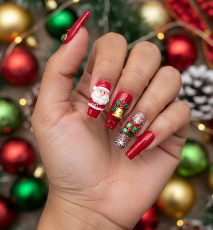 santa claus nails