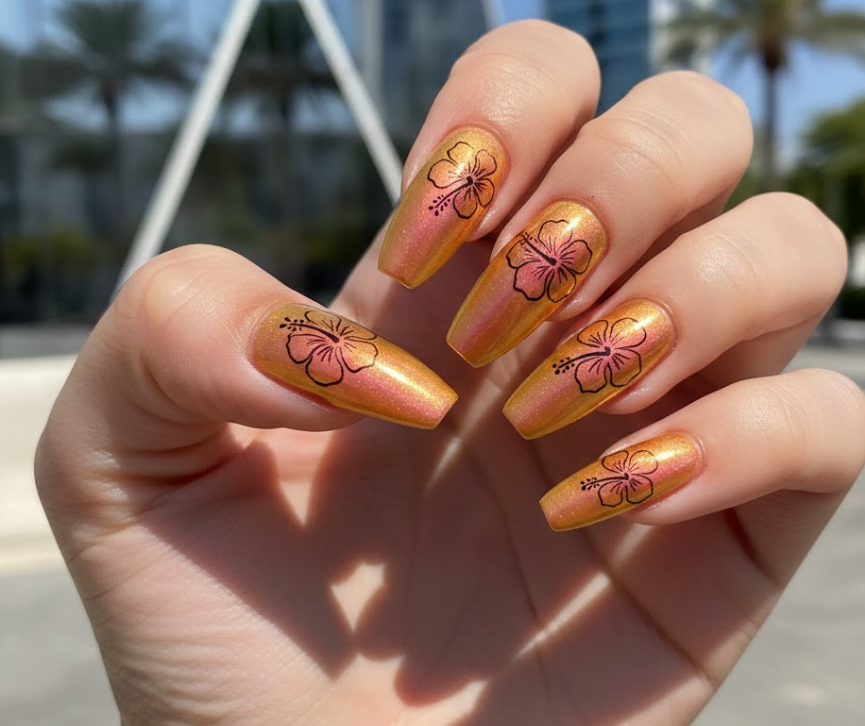 hibiscus nails