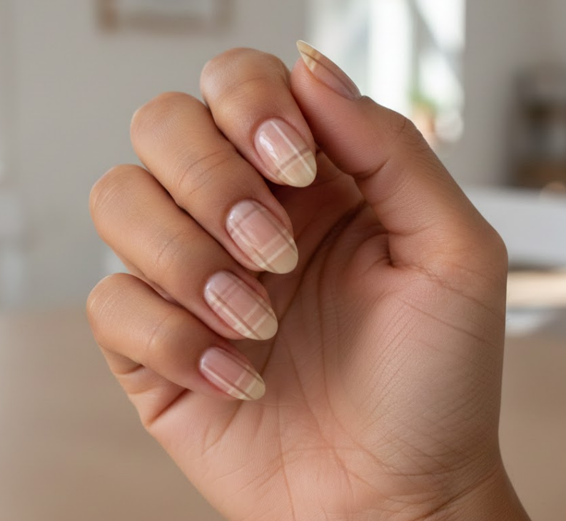 This one is very soft, nude base with super light lines that are barely noticeable