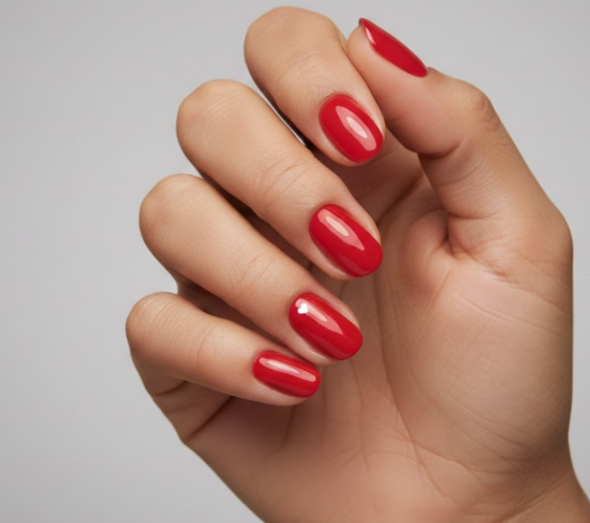 Solid red nails