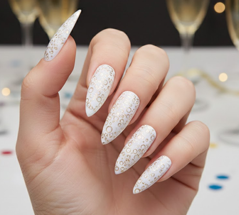 white birthday nails