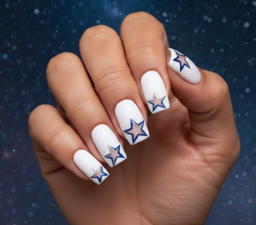 white birthday nails