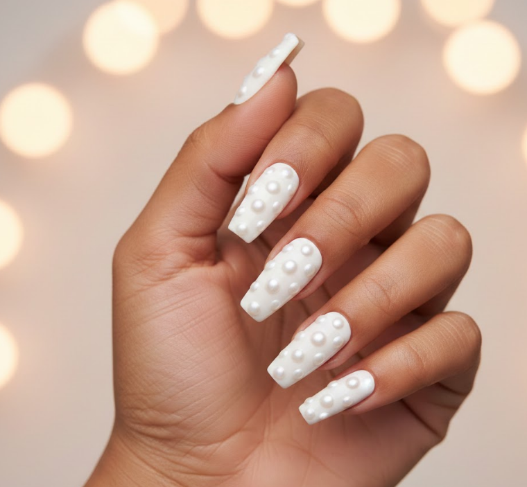 white birthday nails