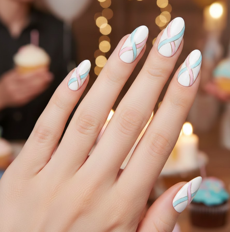 white birthday nails