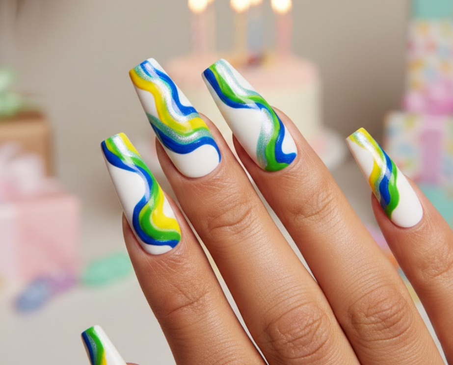 white birthday nails