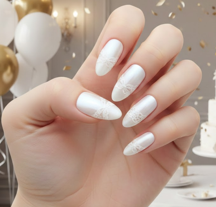 white birthday nails