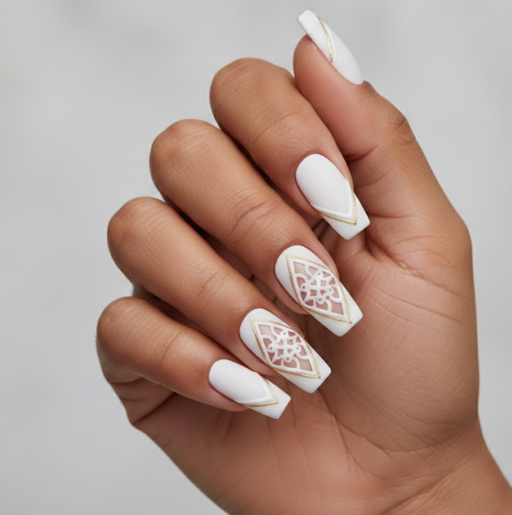 white birthday nails