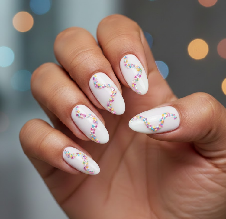 white birthday nails