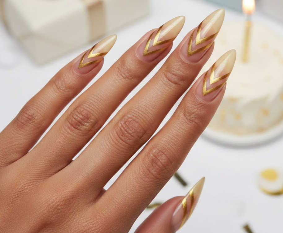 golden birthday nails