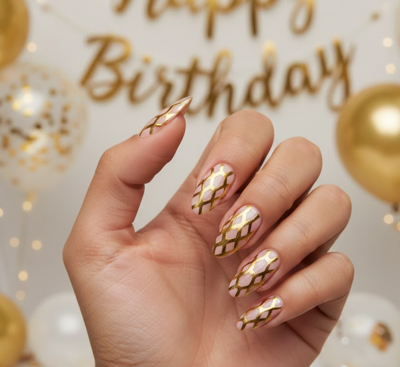 golden birthday nails