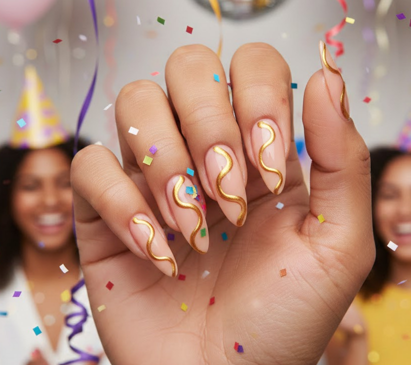 golden birthday nails