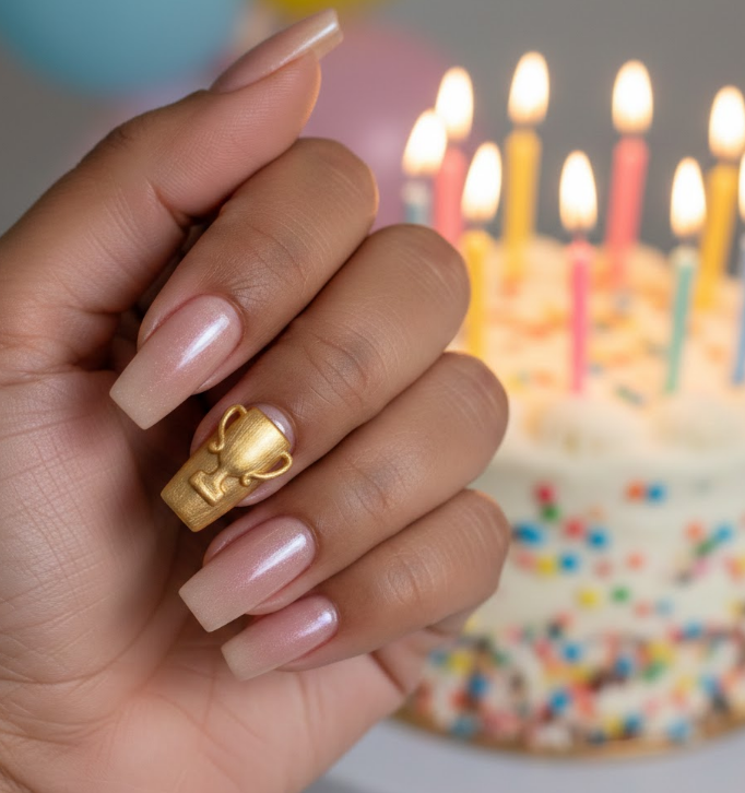 golden birthday nails