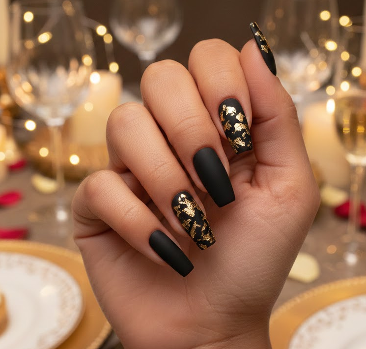 black birthday nails
