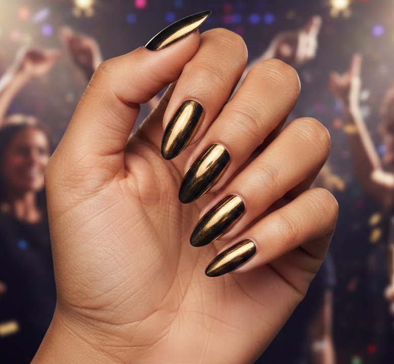black birthday nails