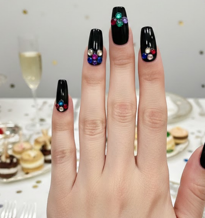 black birthday nails