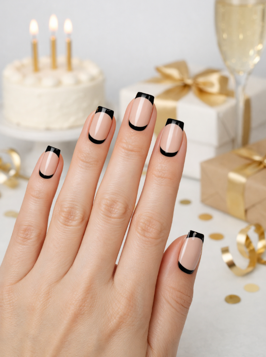 black birthday nails