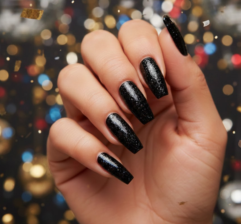 black birthday nails